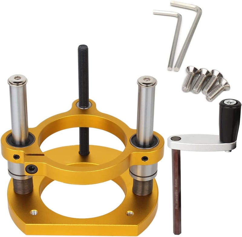 KETIPED Adjustable Router Lift for 65mm Diameter Universal Trimming Machine,Aluminum Under-Table Router Base for Router Table Insert Base Plate with Double Stainless Steel Support Rod,MG-061GD - Image 1
